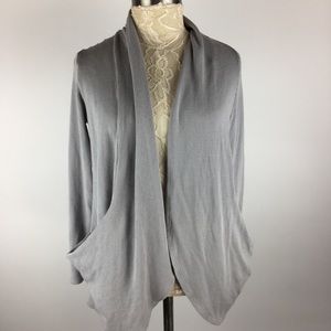 Gray Waffle Knit Open cardigan by Gibson M